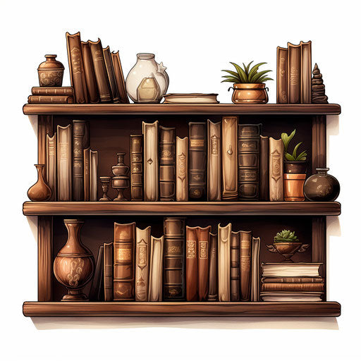 Bookshelf clipart in Chiaroscuro Art style