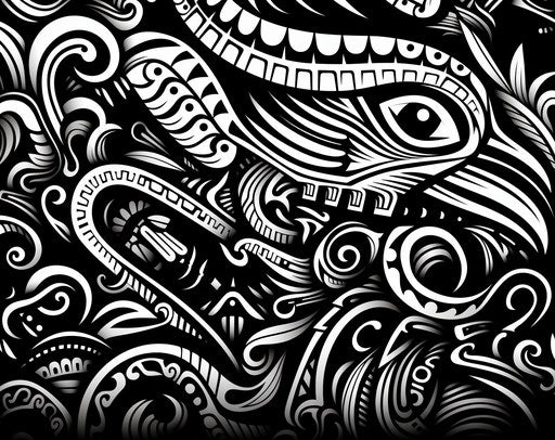 Black and white tribal bird pattern free sheet