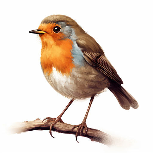 Illustration of robin in Oil painting style on white background