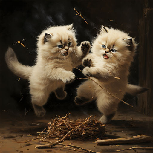 Himalayan cat kittens playing