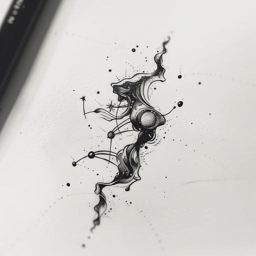 Abstract and surreal sketch of Gemini with distorted star placements