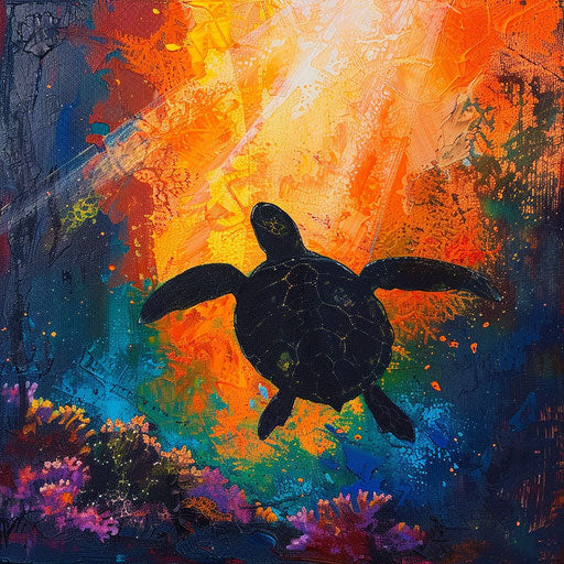 Olive ridley sea turtle on vibrant coral reef