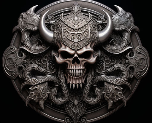 Viking costume with dragons and tattoo style, engraved ornaments