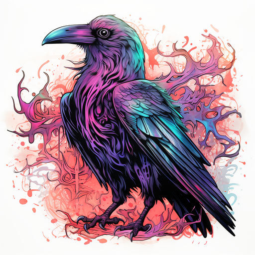 Hand drawn raven tattoo by Ludwig Van De Mer