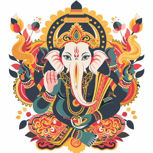 Ganpati clipart in a global fusion of cultural elements