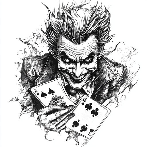 Flat tattoo sketch of Joker card in beautiful clipart style