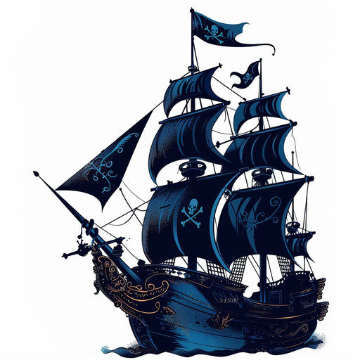 Cartoon pirate ship sailing the high seas