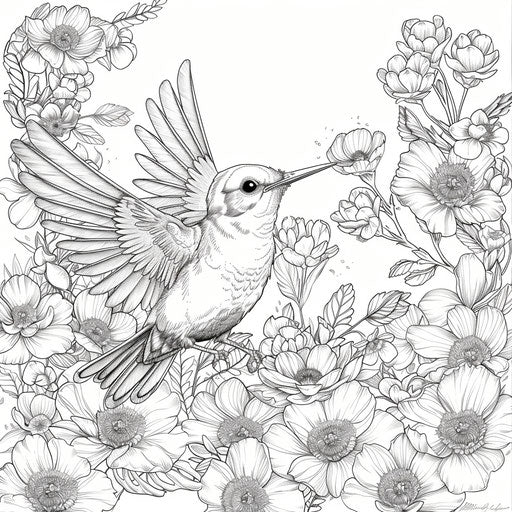 Bird flying with flower in its beak