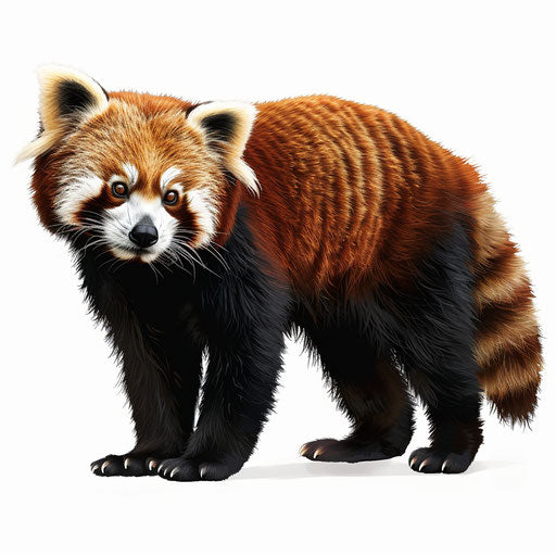 Realistic red panda clipart on flat white background