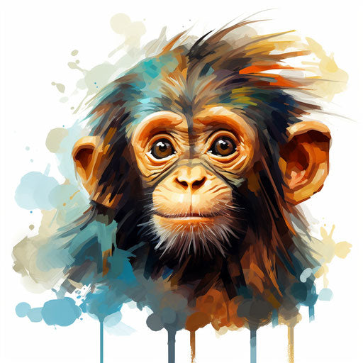 Monkey illustration in the style of oil painting