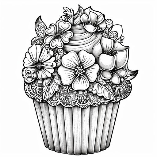 Intricate cupcake with floral and paisley designs
