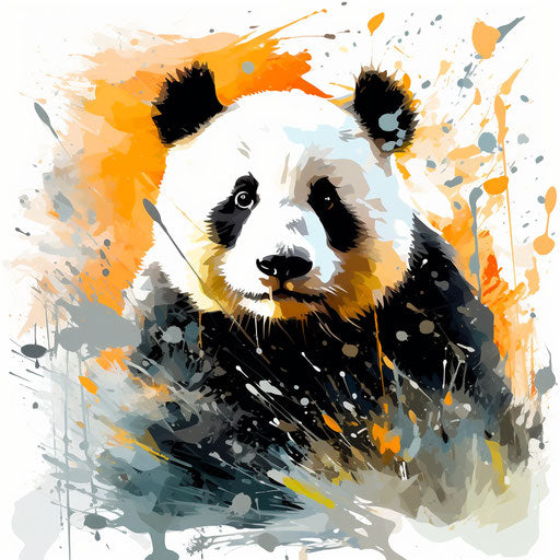 Clipart panda in Impressionistic Art on white background