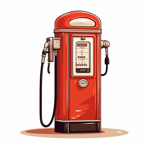 Illustration of gas pump in the style of Chiaroscuro Art, on white background