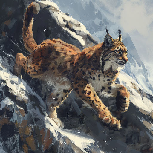 Lynx navigating rocky mountainside with agility