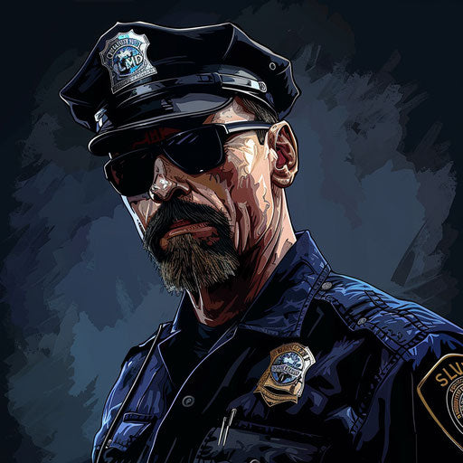 Police gun illustration on dark flat background