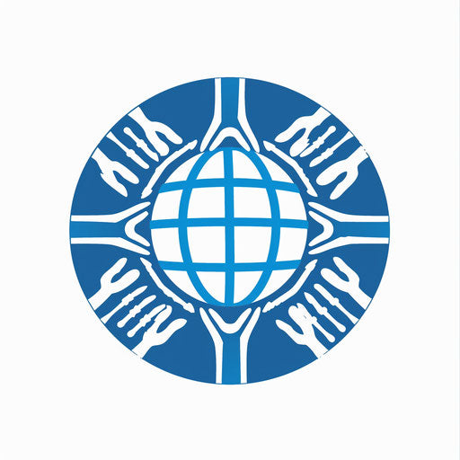 International news logo with interconnected human figures encircling a globe