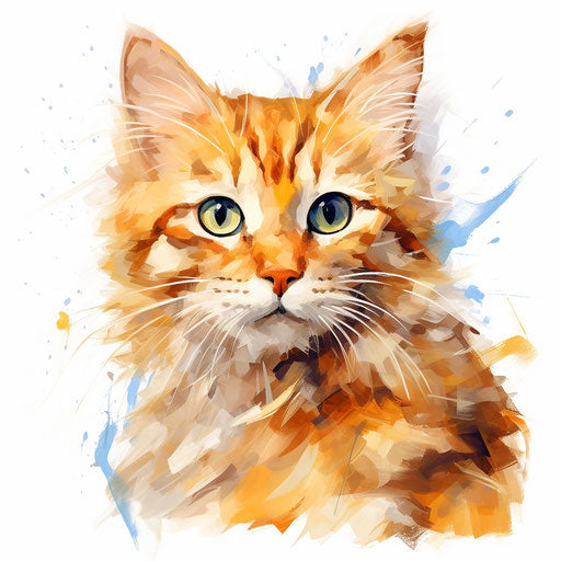 Chat clipart in Oil painting style, white background