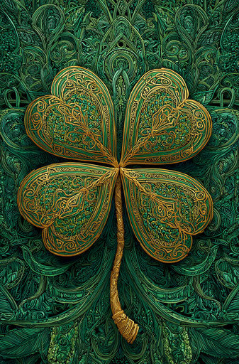 Digital art illustration of a detailed four-leaf clover