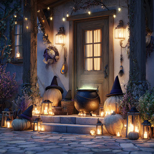 Halloween-themed entryway with magical details