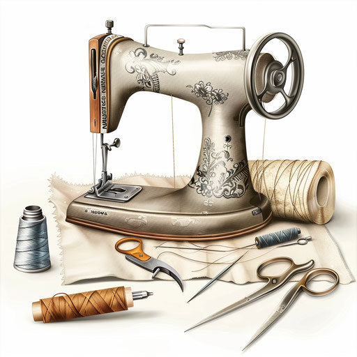 Realistic sewing clipart on flat white background