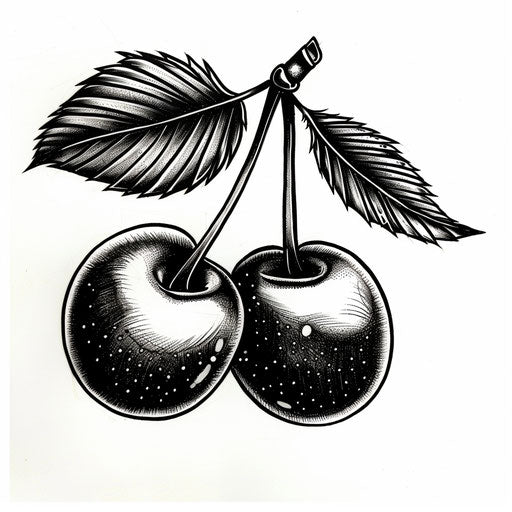 Gothic cherry tattoo with dark, moody cherries