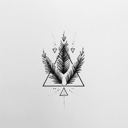 Minimalist triangle tattoo design on white background
