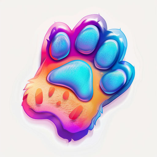 Realistic paw illustration on flat white background, bright colors
