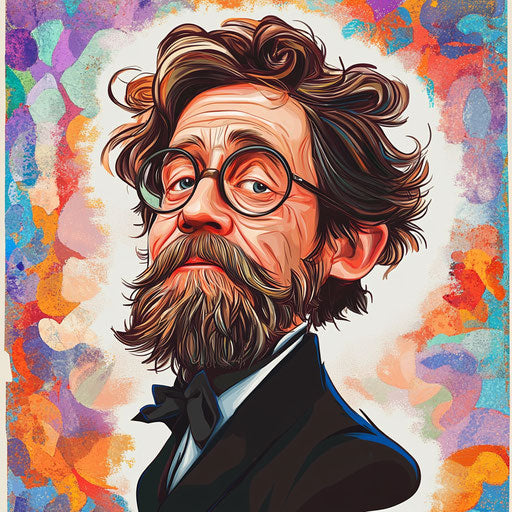 Humorous caricature of an Anton Chekhov clipart with human characteristics