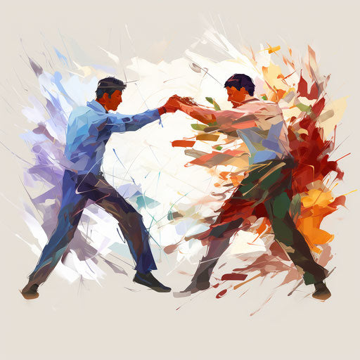 Conflict clipart in the style of Impressionistic Art