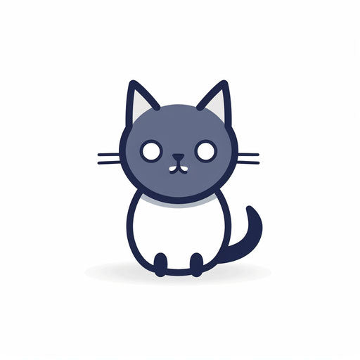 Cartoon cat in Minimalist style, on white background