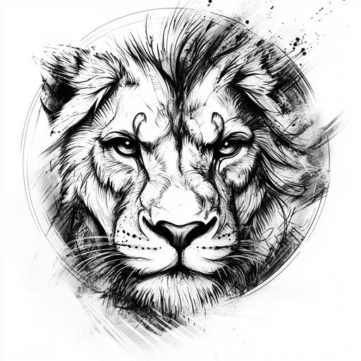 Flat tattoo sketch of lion on hand in clipart style