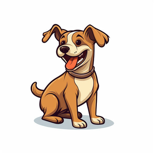 Dog cartoon in the style of Minimalist, on a white background