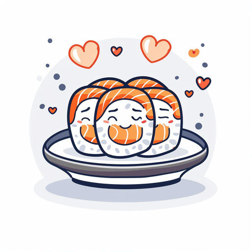 Simple vector cartoon of salmon sushi, icon style