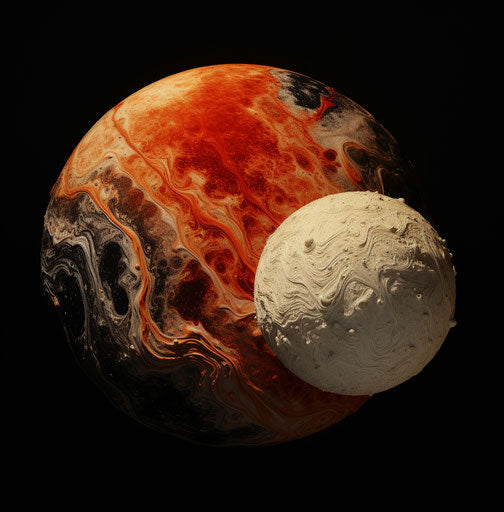 Surfaces of Vrisaus and its moon Eros in realistic style