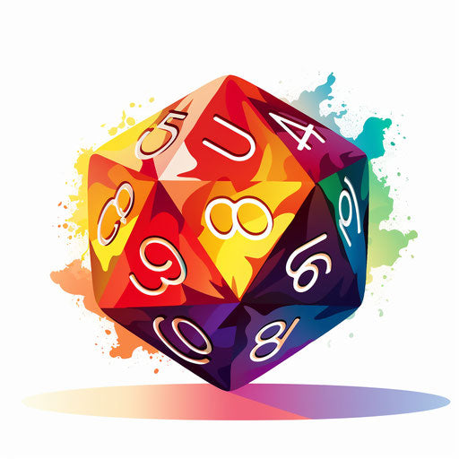 Minimalist style d20 clipart on white background
