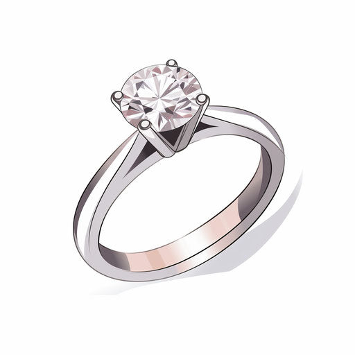 Minimalist style engagement ring clipart on white background