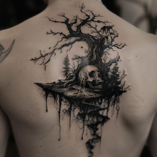 Nature tattoos with dark surrealism
