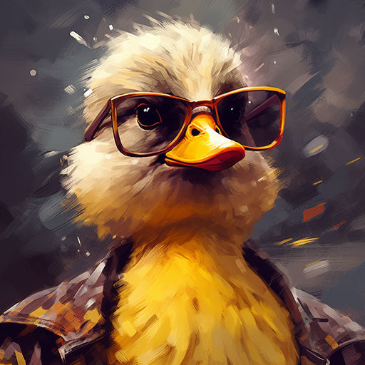 A duck with glasses and a cigarette