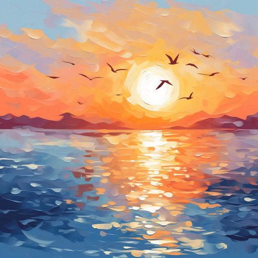 Sunrise clipart in the style of Impressionistic Art