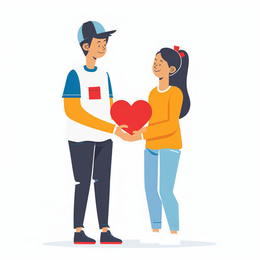 Realistic volunteer clipart on flat white background