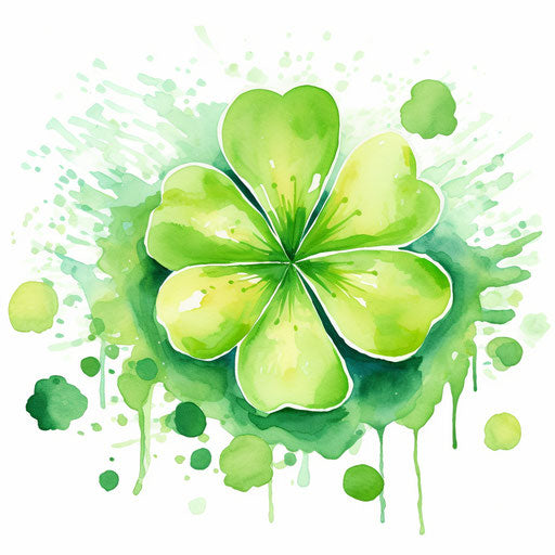 Shamrock clipart in the style of Impressionistic Art, on white background