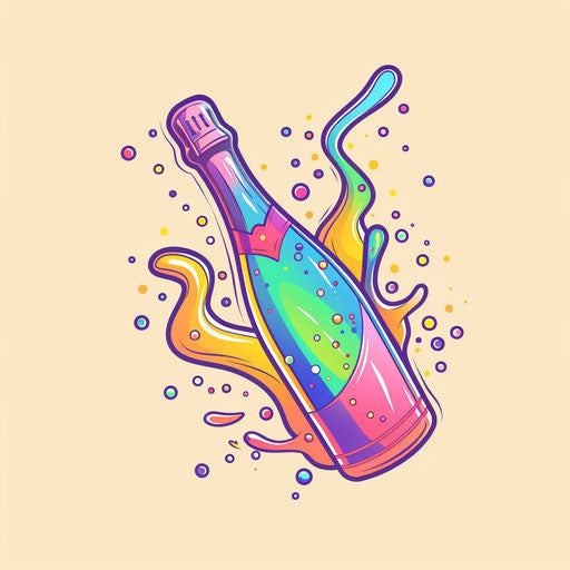 Elegant tattoo sketch of popping champagne bottle