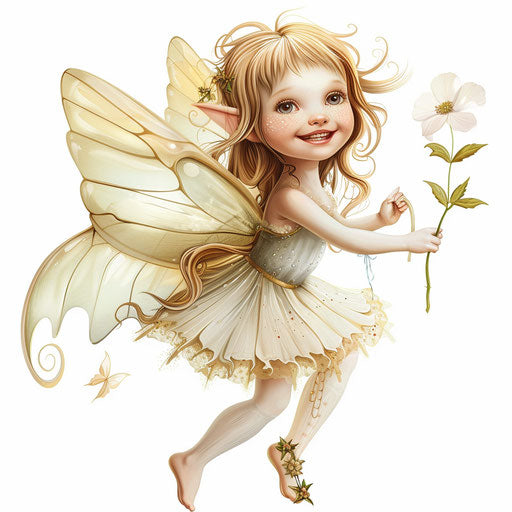 Tooth fairy clipart in a realistic style on a flat and white background, dynamic lighting and intricate details