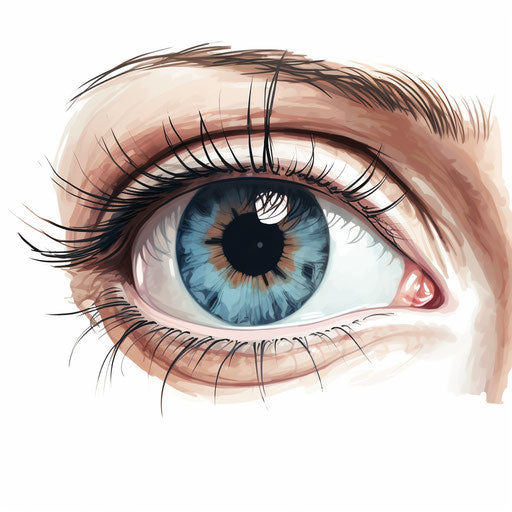 Cartoon eyes in the style of oil painting, on white background