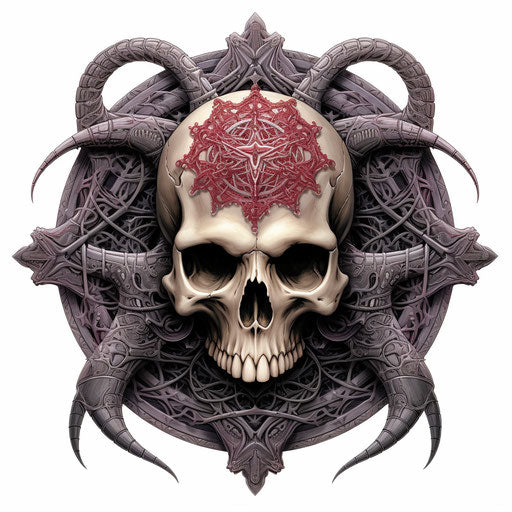 Pentagram skull, cobra style, edgy caricatures