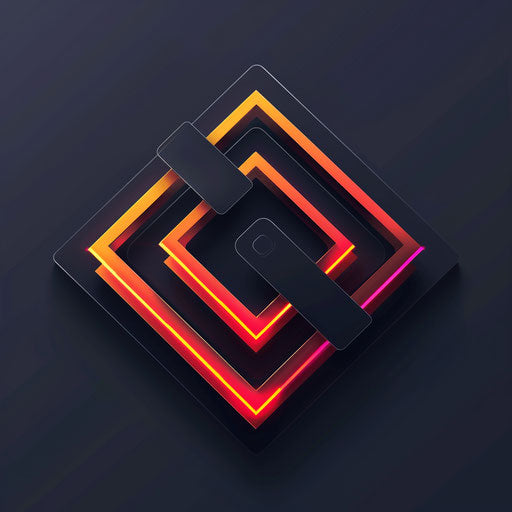 Futuristic smart logo with neon accents on dark grey background