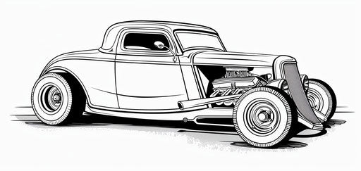 Classic sports car coloring, loose paint style