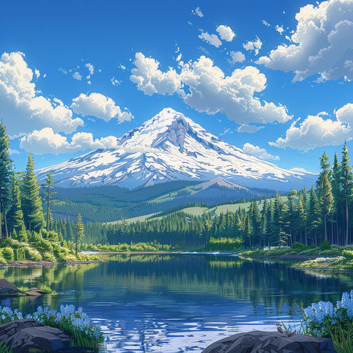 Trillium Lake on Mount Hood in summer