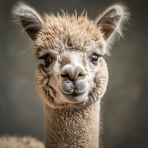 The gentle smile of an alpaca, a symbol of joy