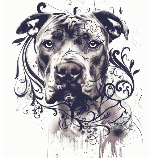 Surreal pitbull tattoo design